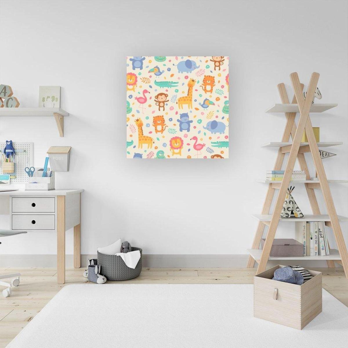 Cute Pastel Jungle Animals Canvas Print - Orange / Medium – image 1