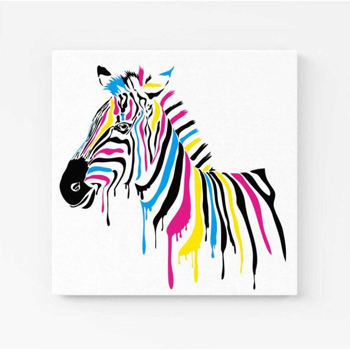 Multi Coloured Zebra Canvas Print - Pink / Medium – image 2