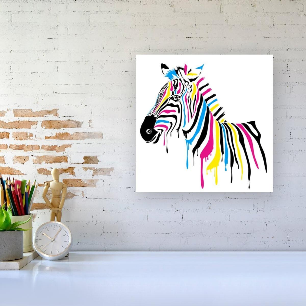 Multi Coloured Zebra Canvas Print - Pink / Medium – image 3