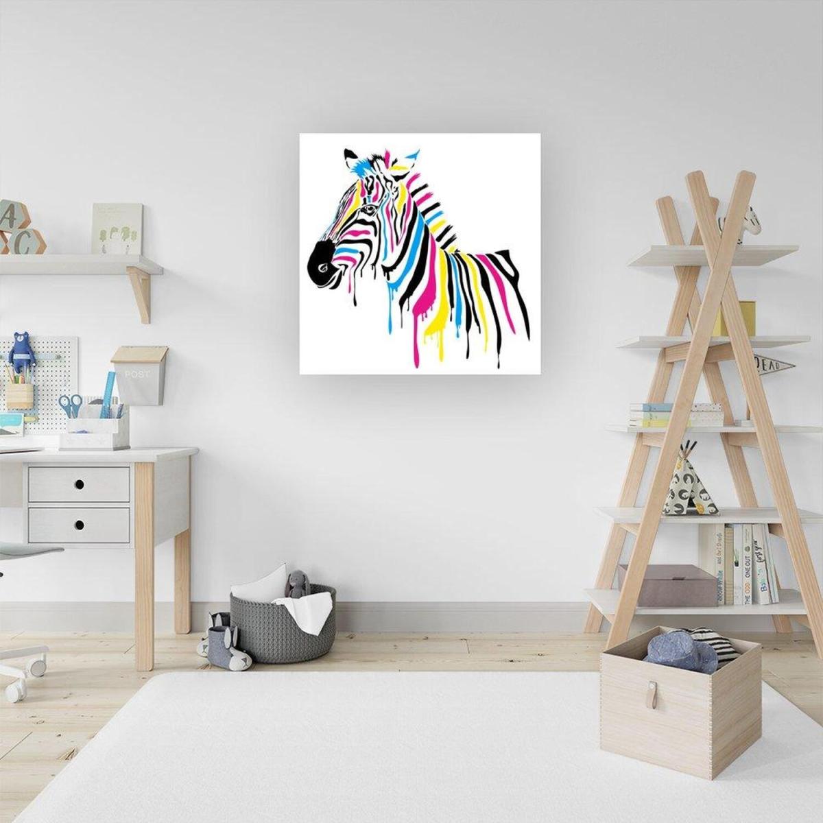 Multi Coloured Zebra Canvas Print - Pink / Medium – image 4