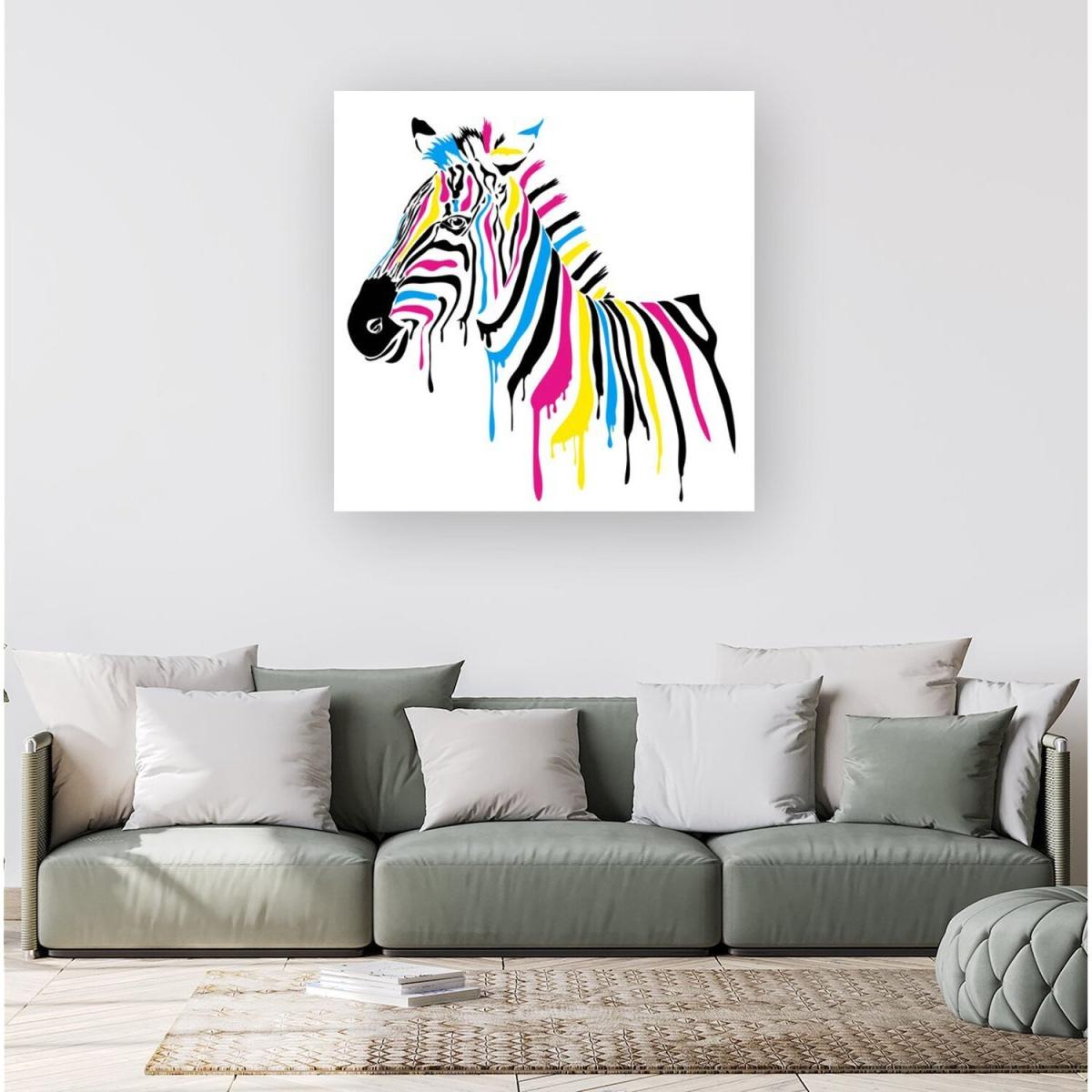Multi Coloured Zebra Canvas Print - Pink / Medium – image 5