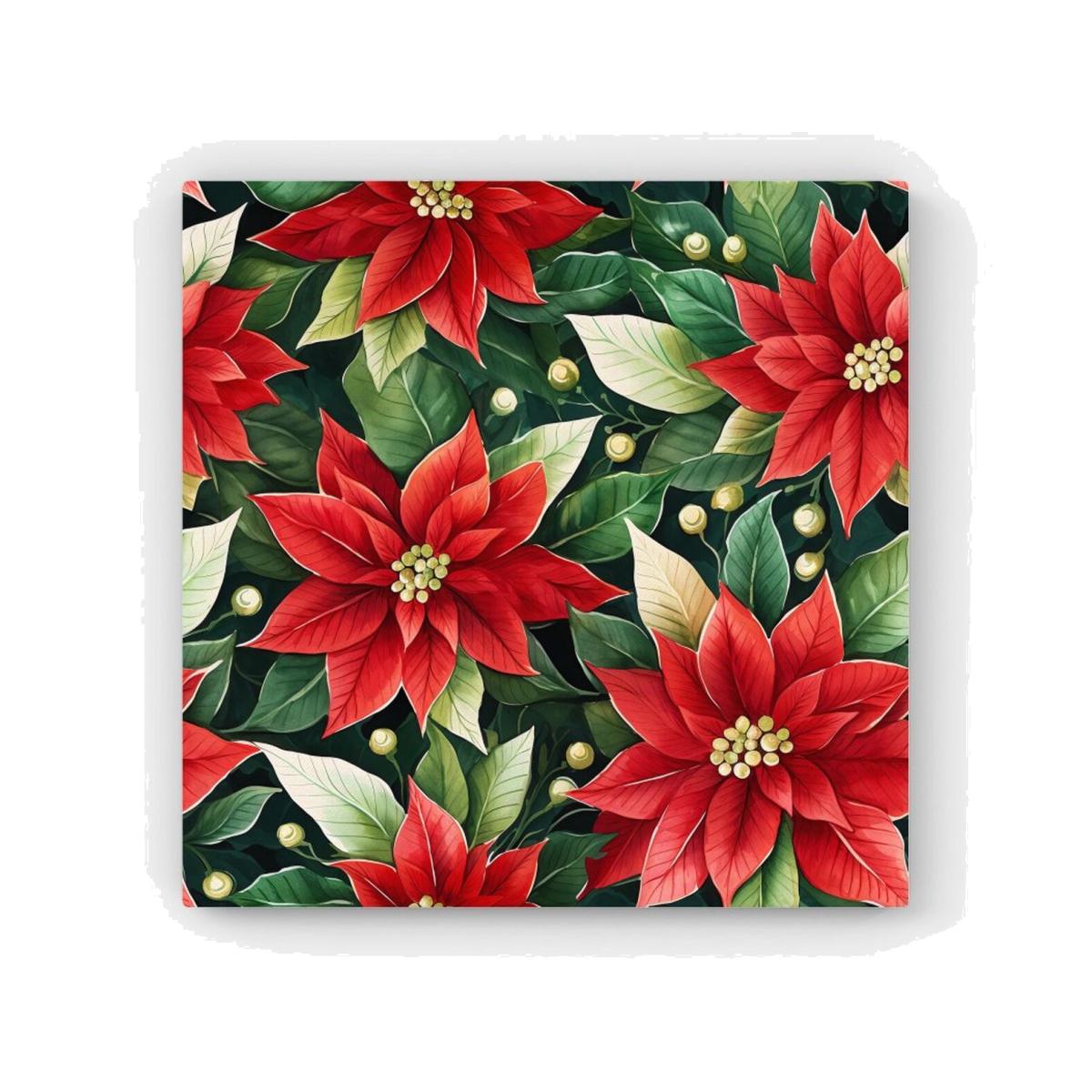 Poinsetta Watercolour Canvas Print - Red / 101.6cm