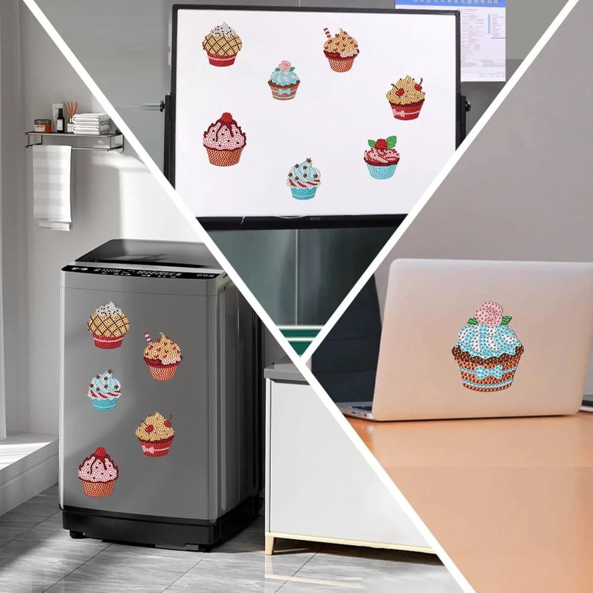 Pack of 6 Cupcake Magnets Diamond Painting Kit - Multi – image 3