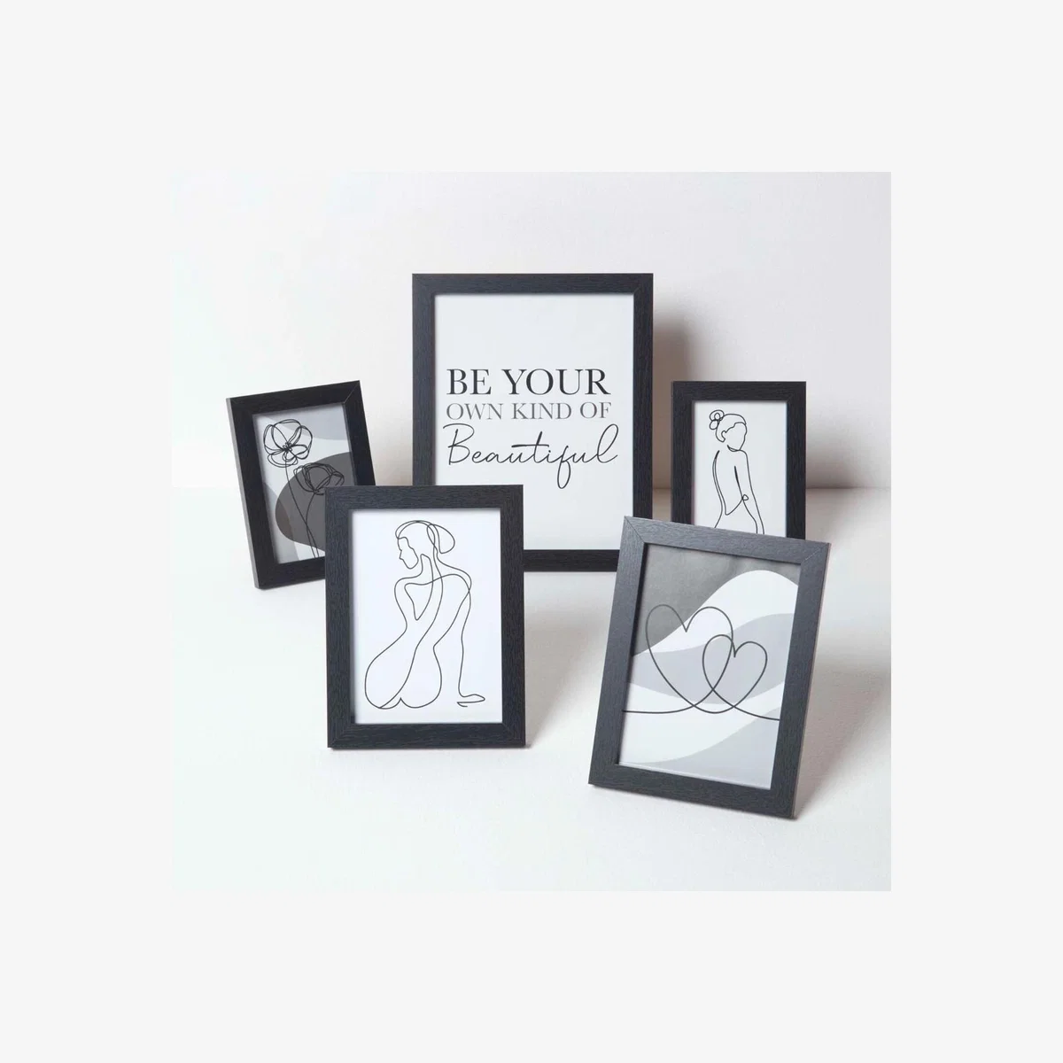Silhouette Framed Wall Art, Set of 5 - Black