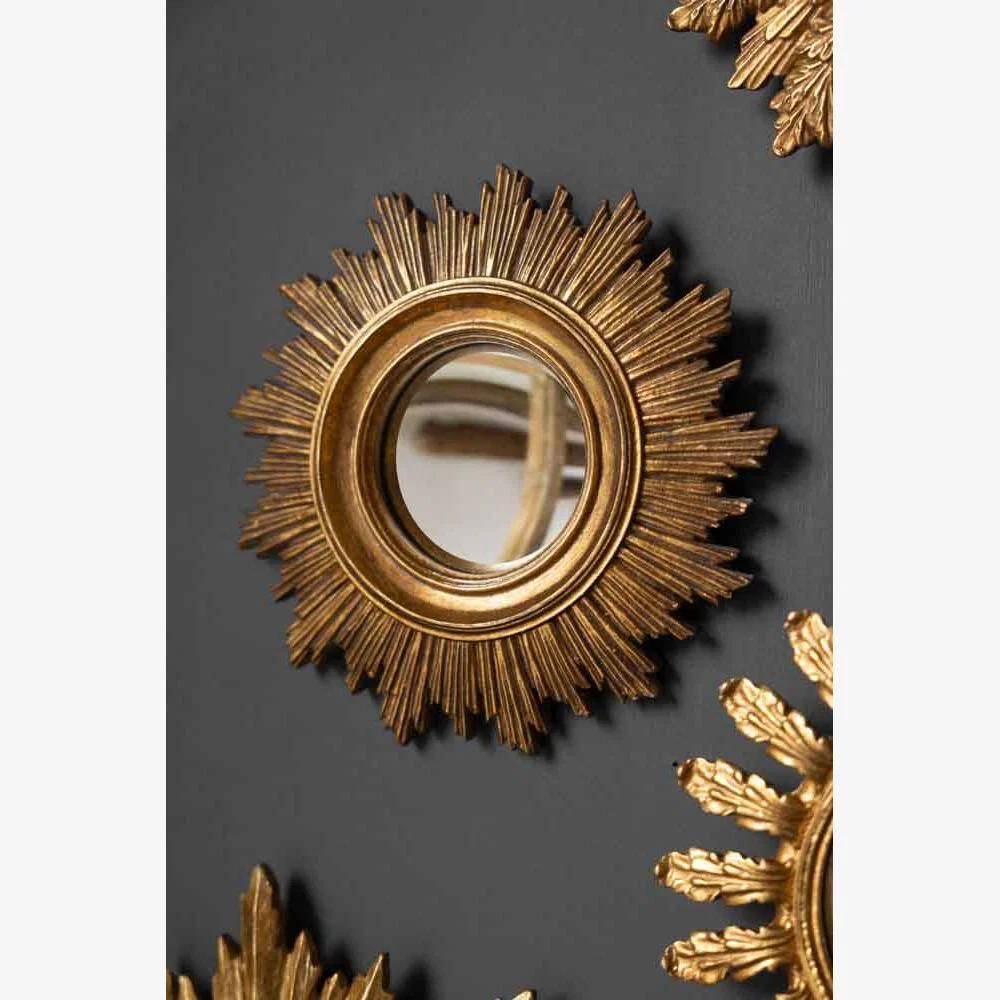 Antique Gold Small Sun Convex Mirror – image 1