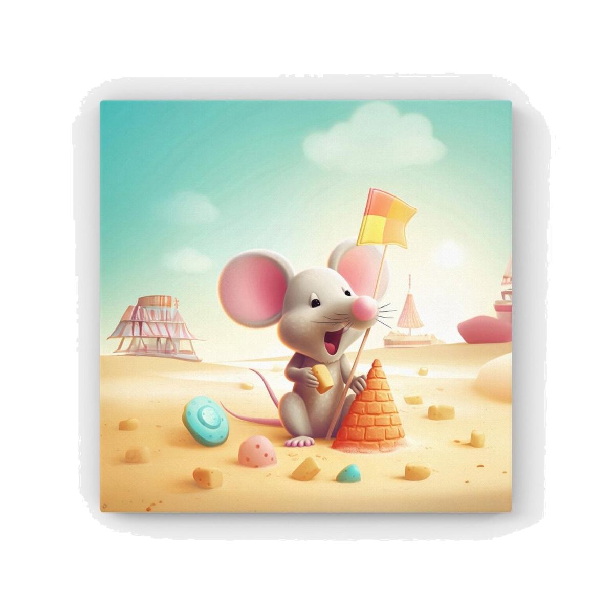 A Mouse On A Beach Holiday HD Metal Print - Yellow / 40cm