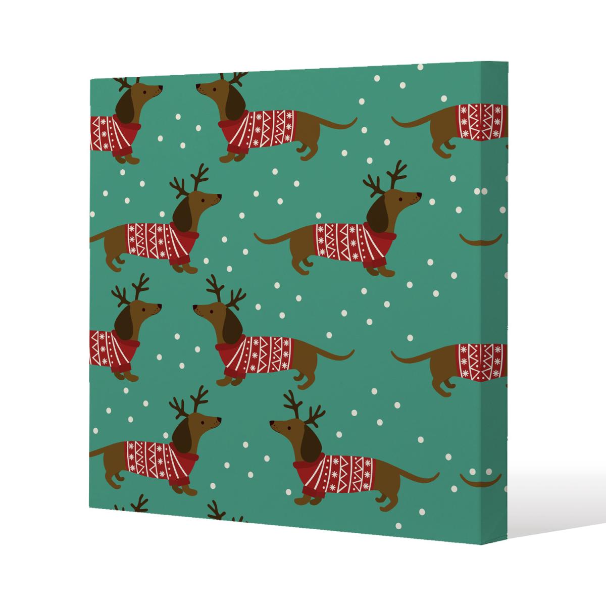 Dutchshunds In Gallery Christmas Canvas - Green / 77cm – image 2