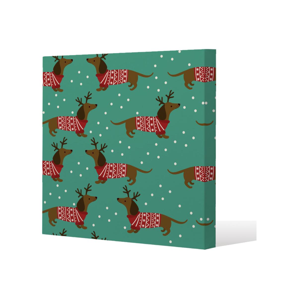 Dutchshunds In Gallery Christmas Canvas - Green / 77cm – image 1