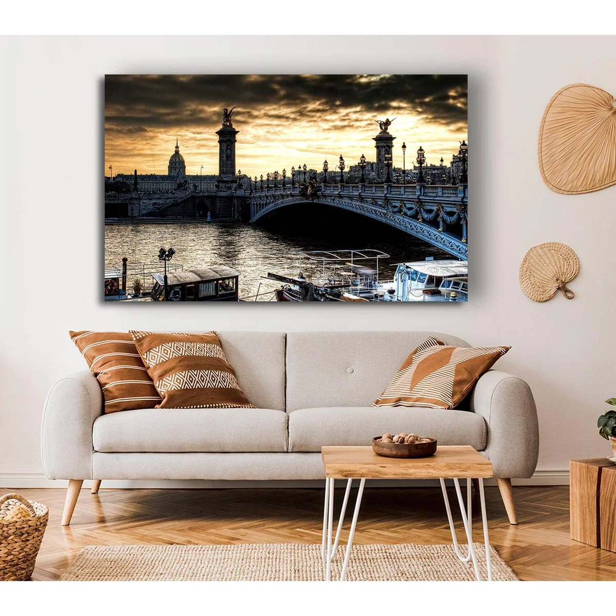 Alexander Bridge Paris Canvas Print Wall Art - Yellow / 35.56cm – image 4