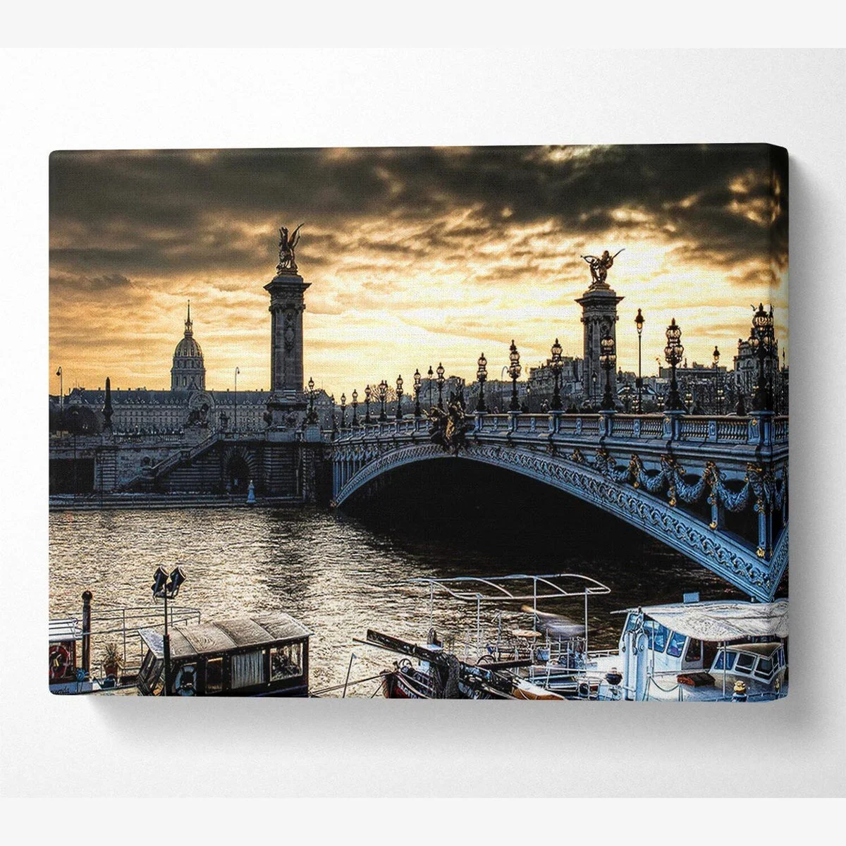 Alexander Bridge Paris Canvas Print Wall Art - Yellow / 35.56cm – image 1