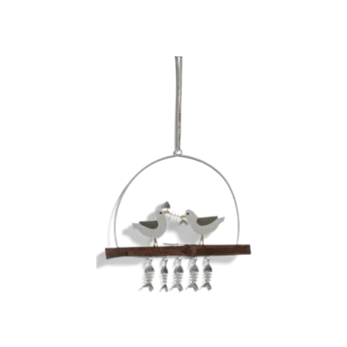Shoeless Joe Seagulls and Fish Driftwood Wall Decoration - Grey and Brown