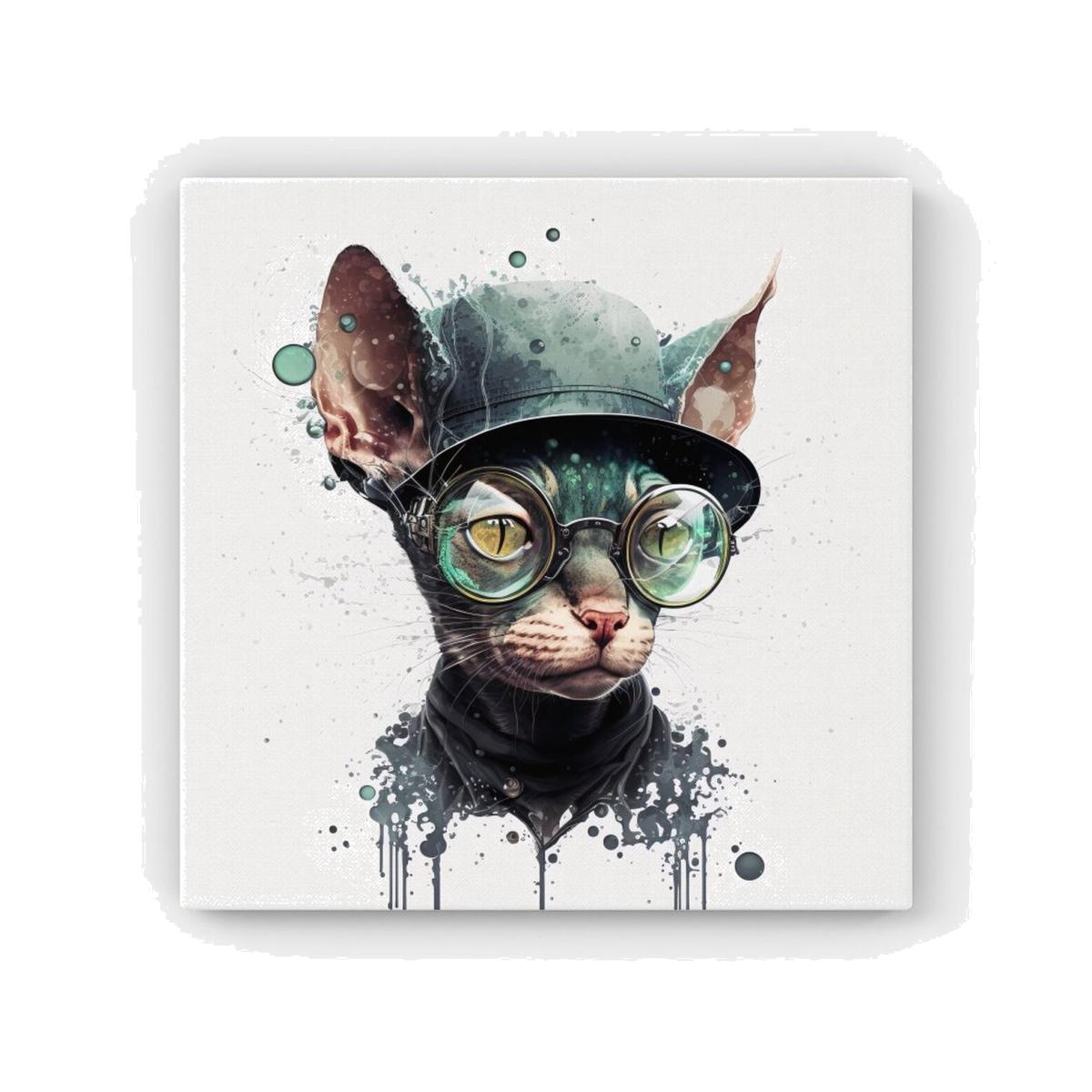 Cornish Rex Cat Splashart HD Metal Print - Neutral / 40cm