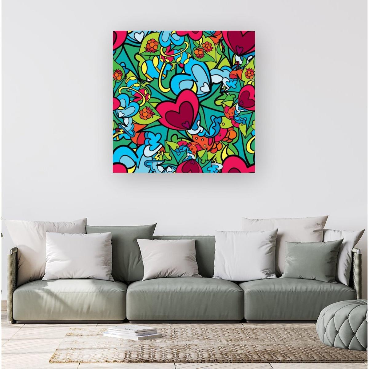 Hippie Psychedelic Pattern Canvas Print - Green / Medium – image 2