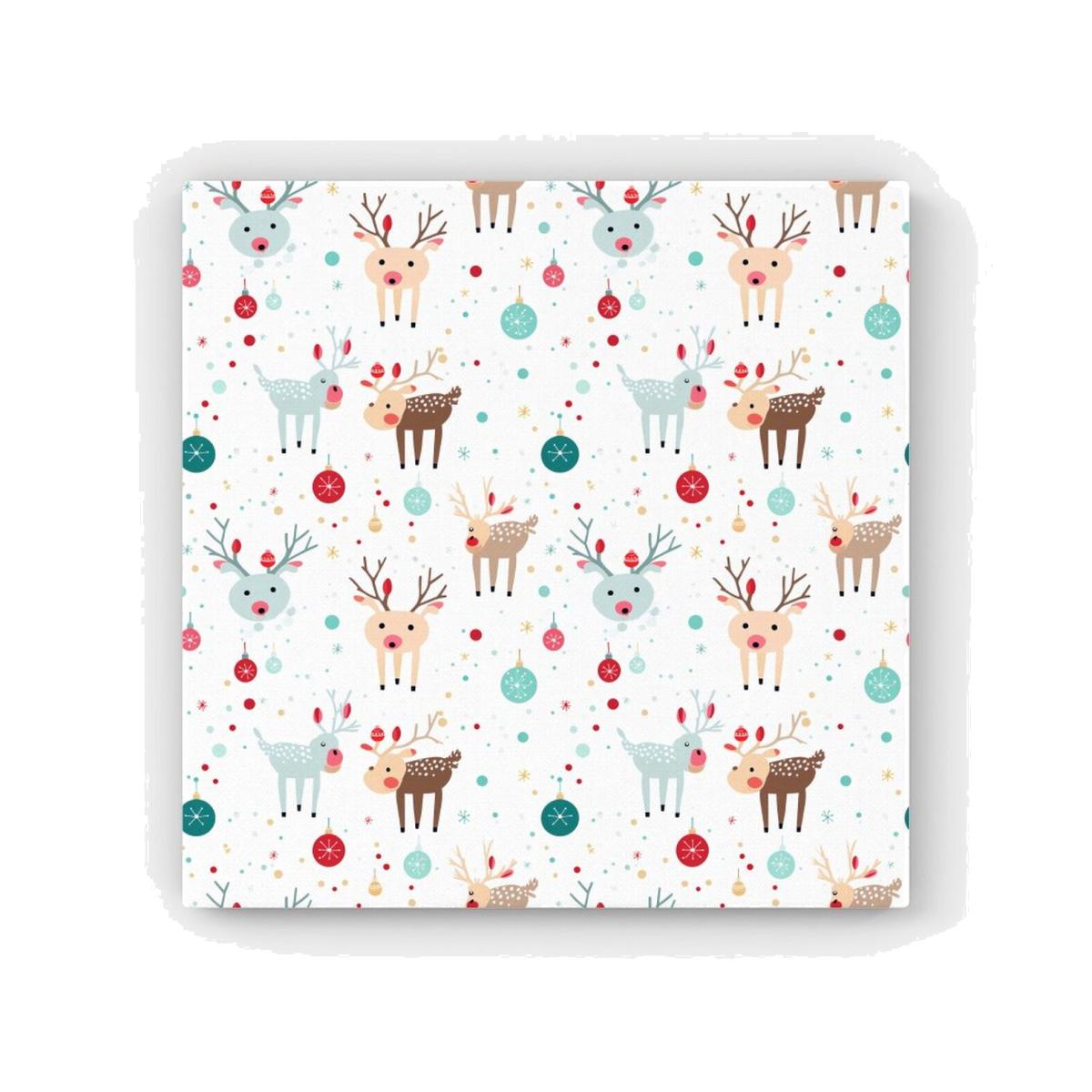 Happy Reindeer With Christmas Lights HD Metal Print - White / 56cm