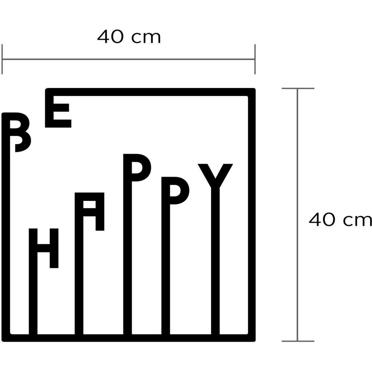 Happy Wall Art Metal Decorative Object - Black - Black – image 2