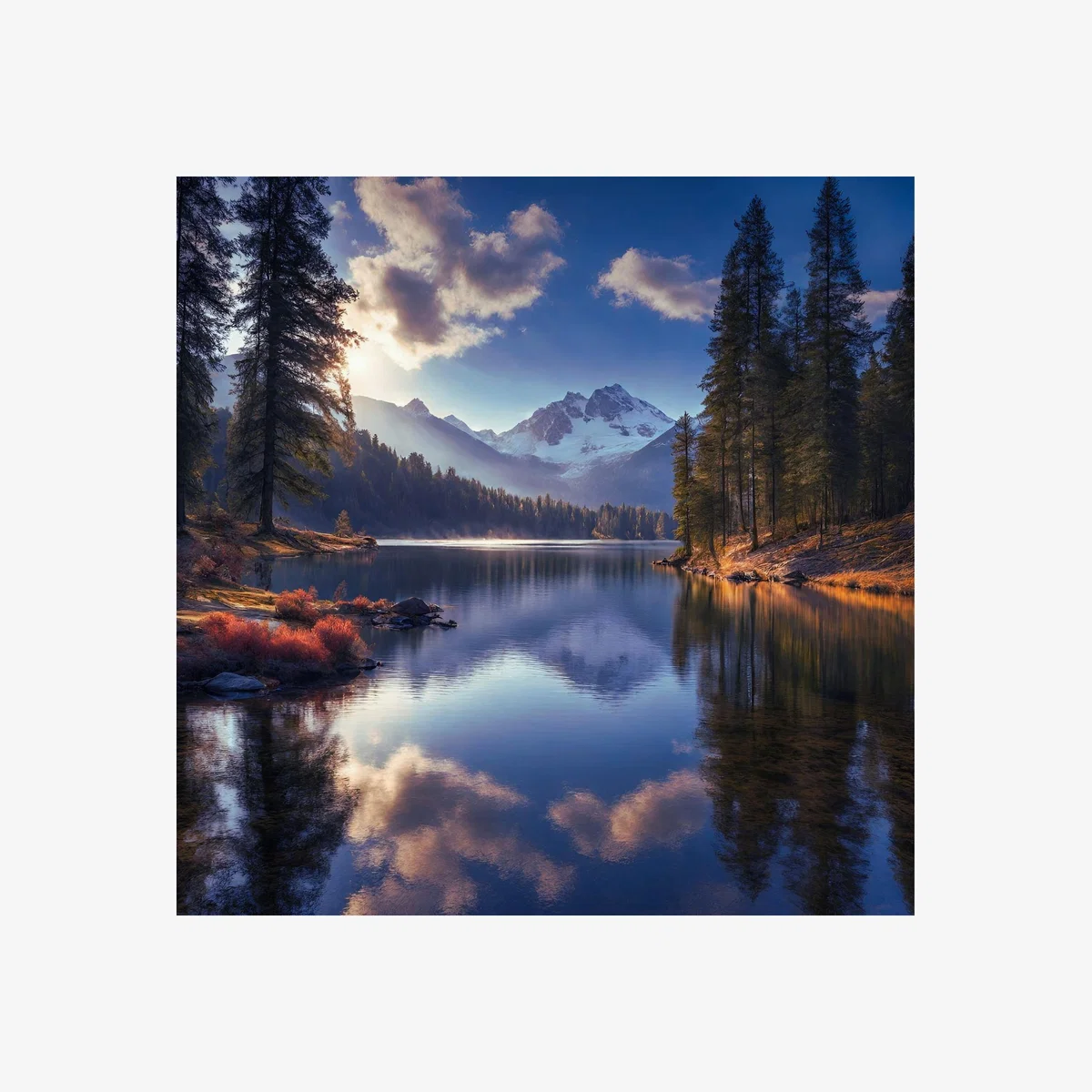 Lake and Mountains Canvas - Blue Sky