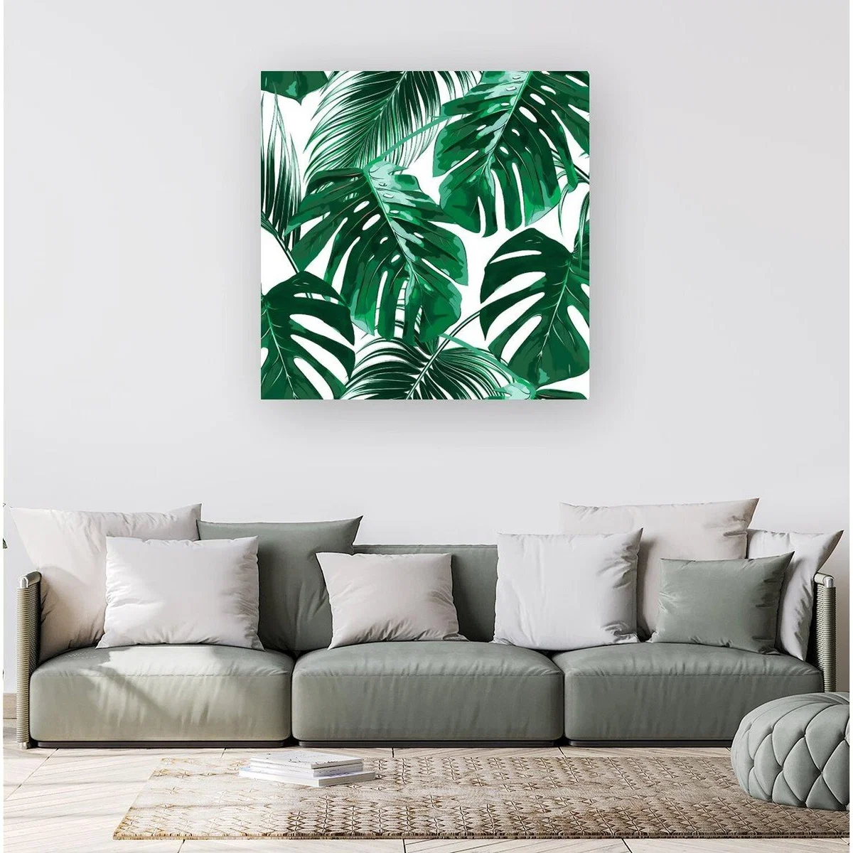 Tropical Jungle Leaf Pattern Canvas Print - Green / Medium – image 3