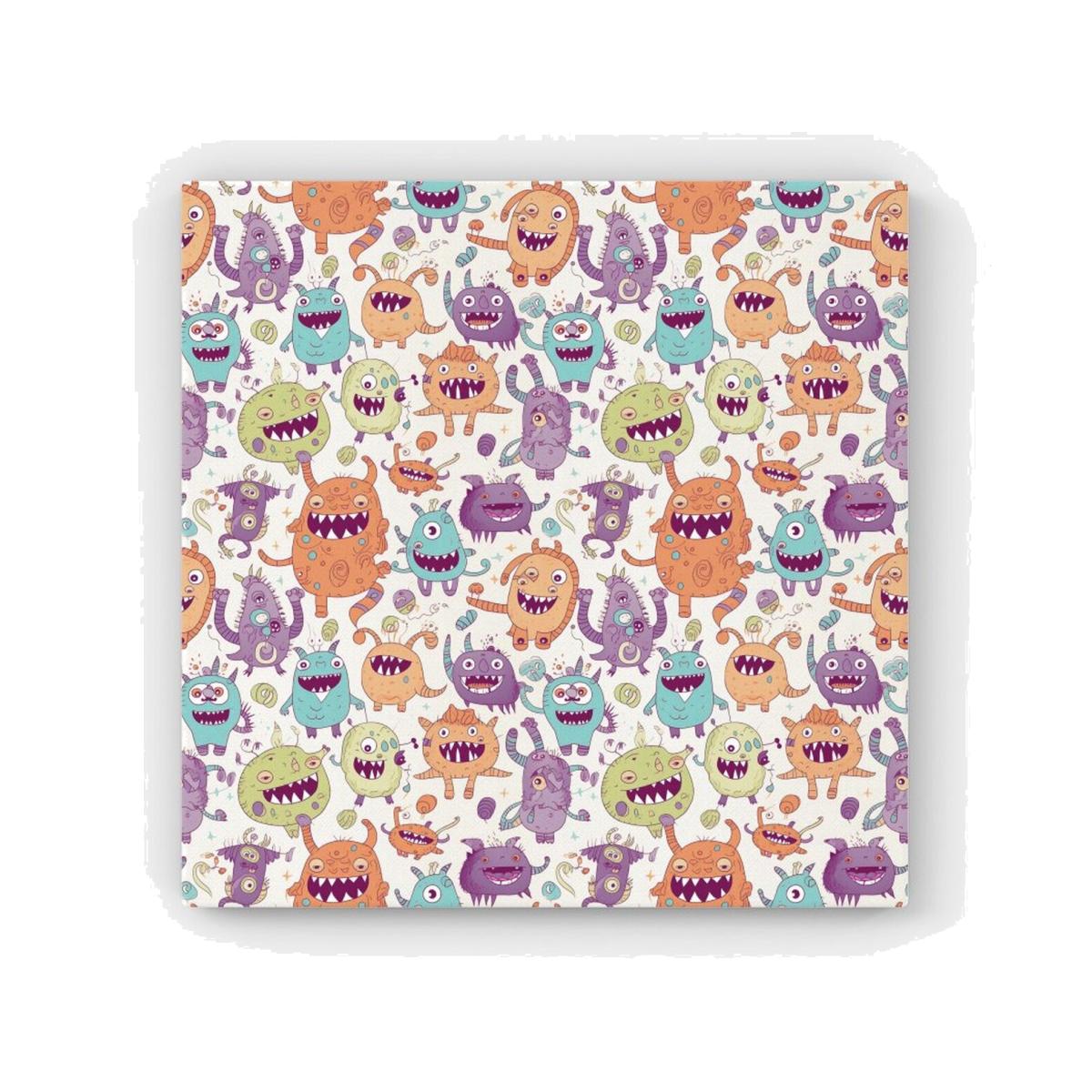 Playful Halloween Monsters Canvas Print - Purple / 76.2cm