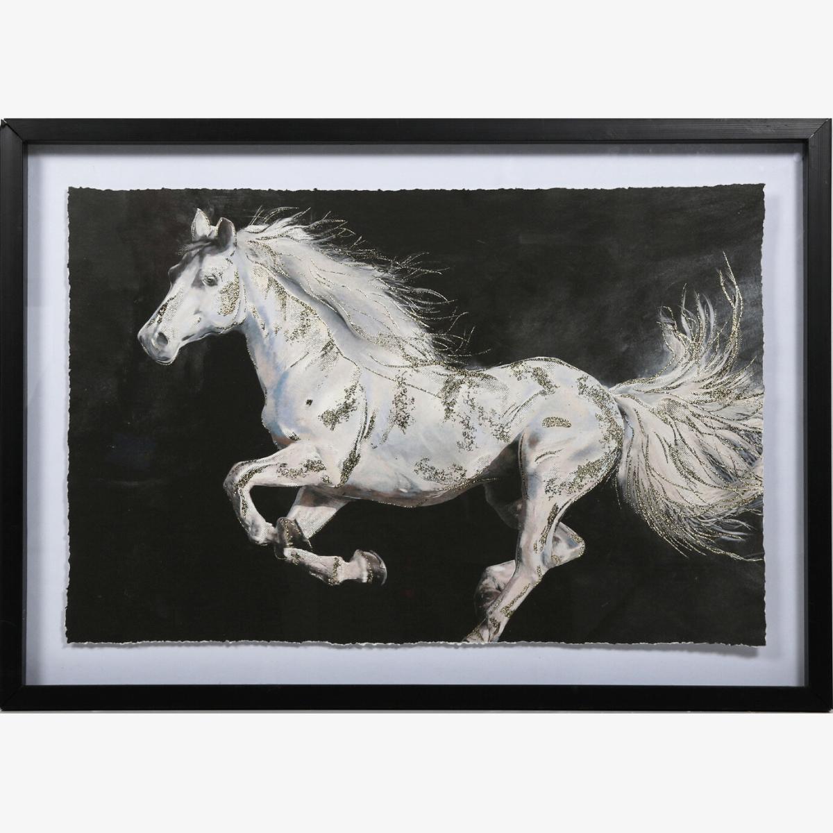 Foiled Monochrome Horse Framed Art