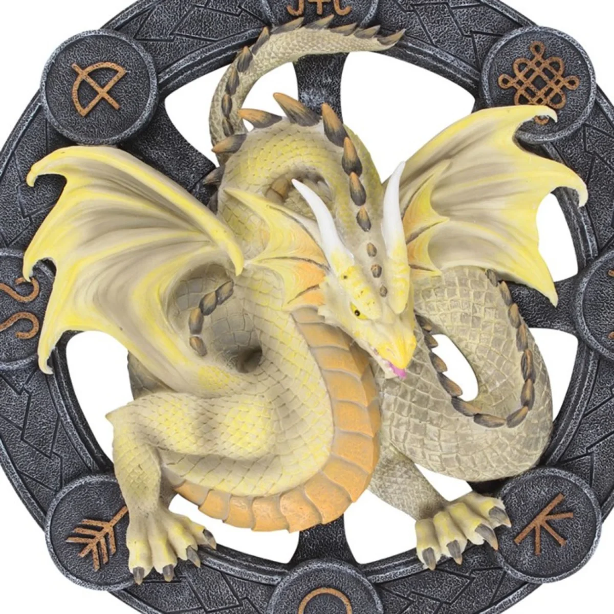 Mabon Dragon Resin Wall Plaque by Anne Stokes Pagan & Wiccan Decor - Yellow – image 3