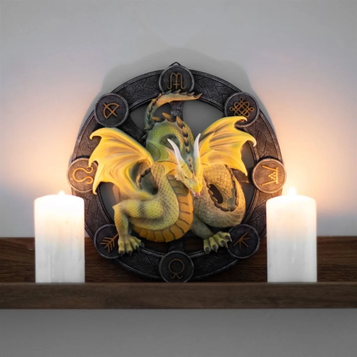 Mabon Dragon Resin Wall Plaque by Anne Stokes Pagan & Wiccan Decor - Yellow – image 4