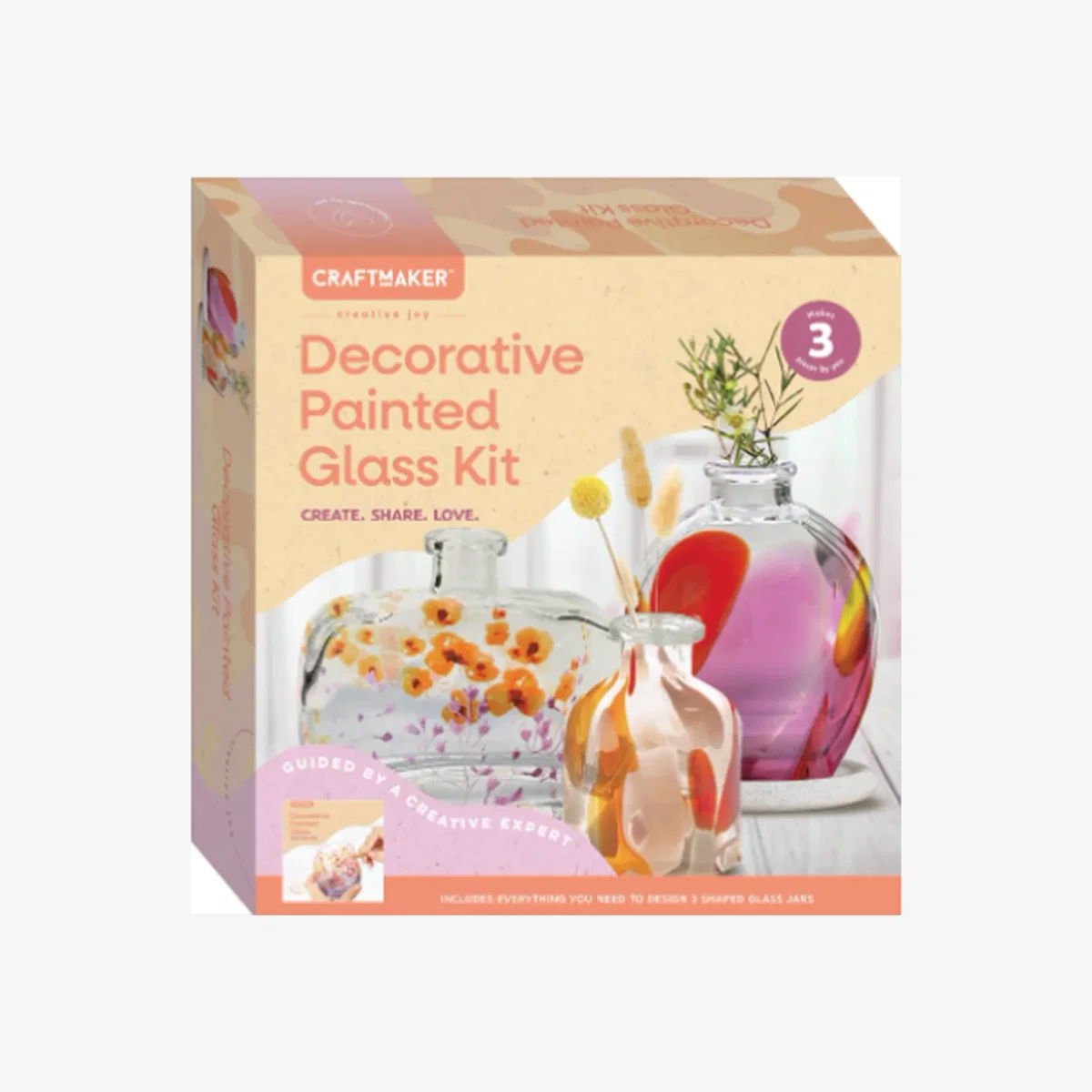 Square Tuck Box Glass Painting Kit - Multicolour