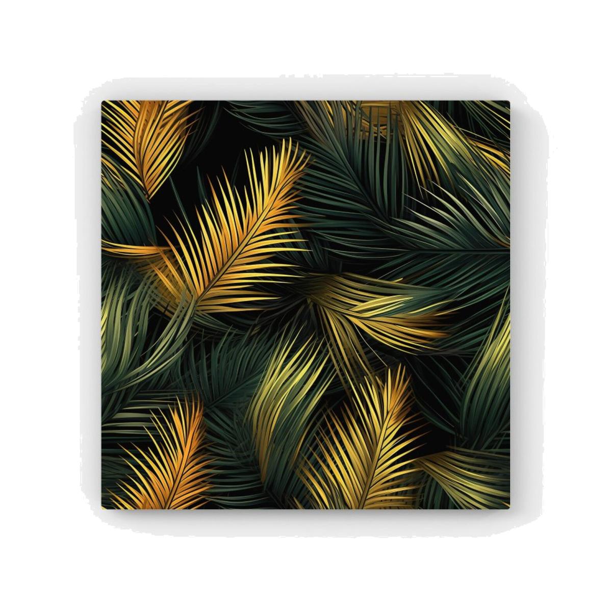 Golden Palm Leaves HD Metal Print - Green / 30cm