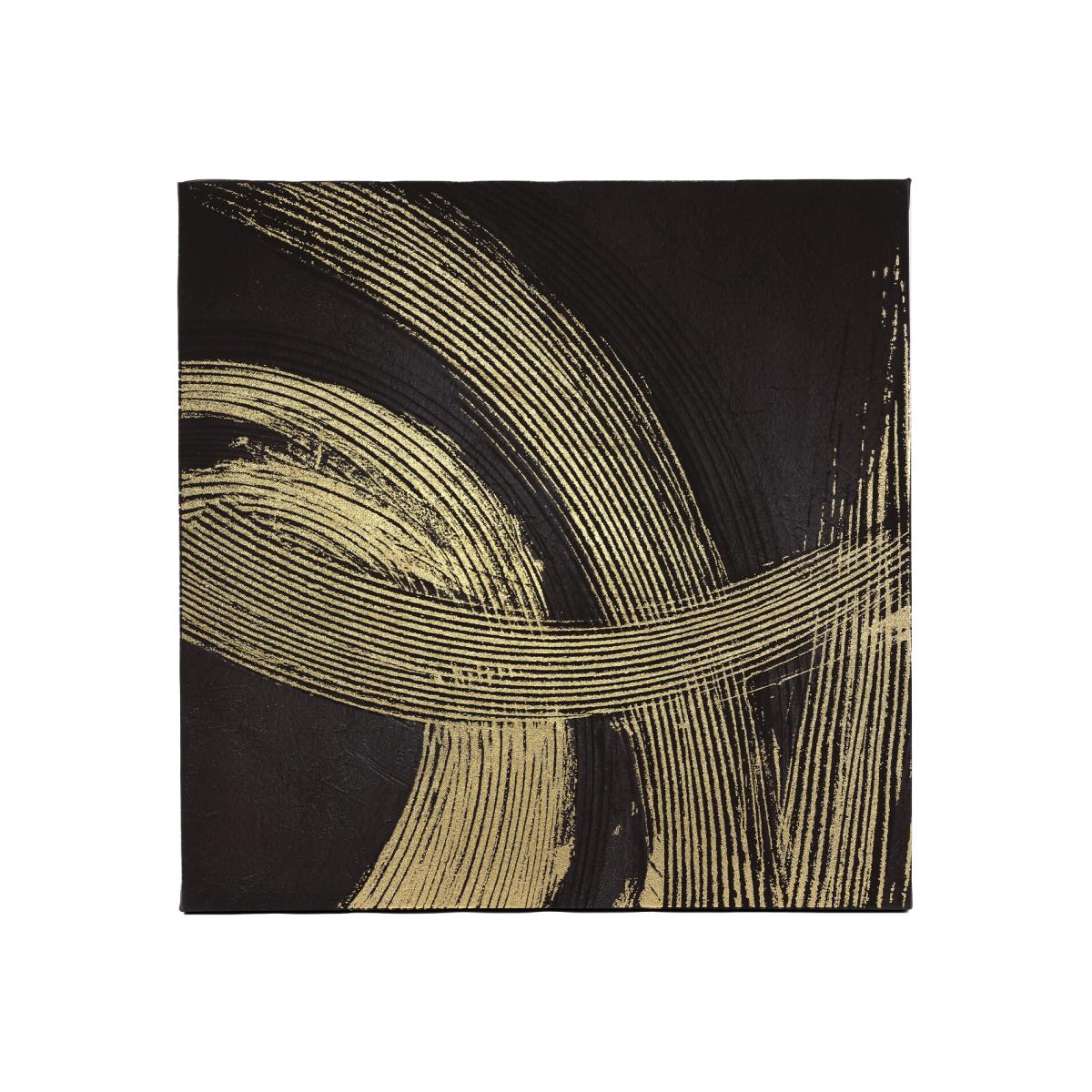 Gold Foiled Brush Stroke Effect Canvas - Black
