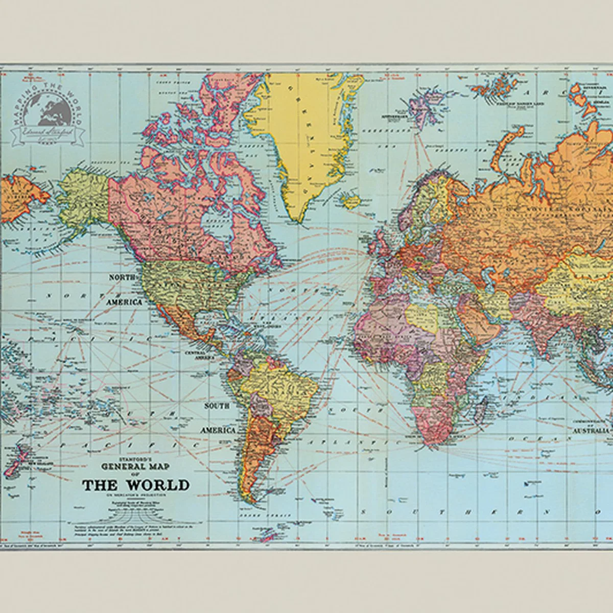 General Map Of The World 1920 - Blue