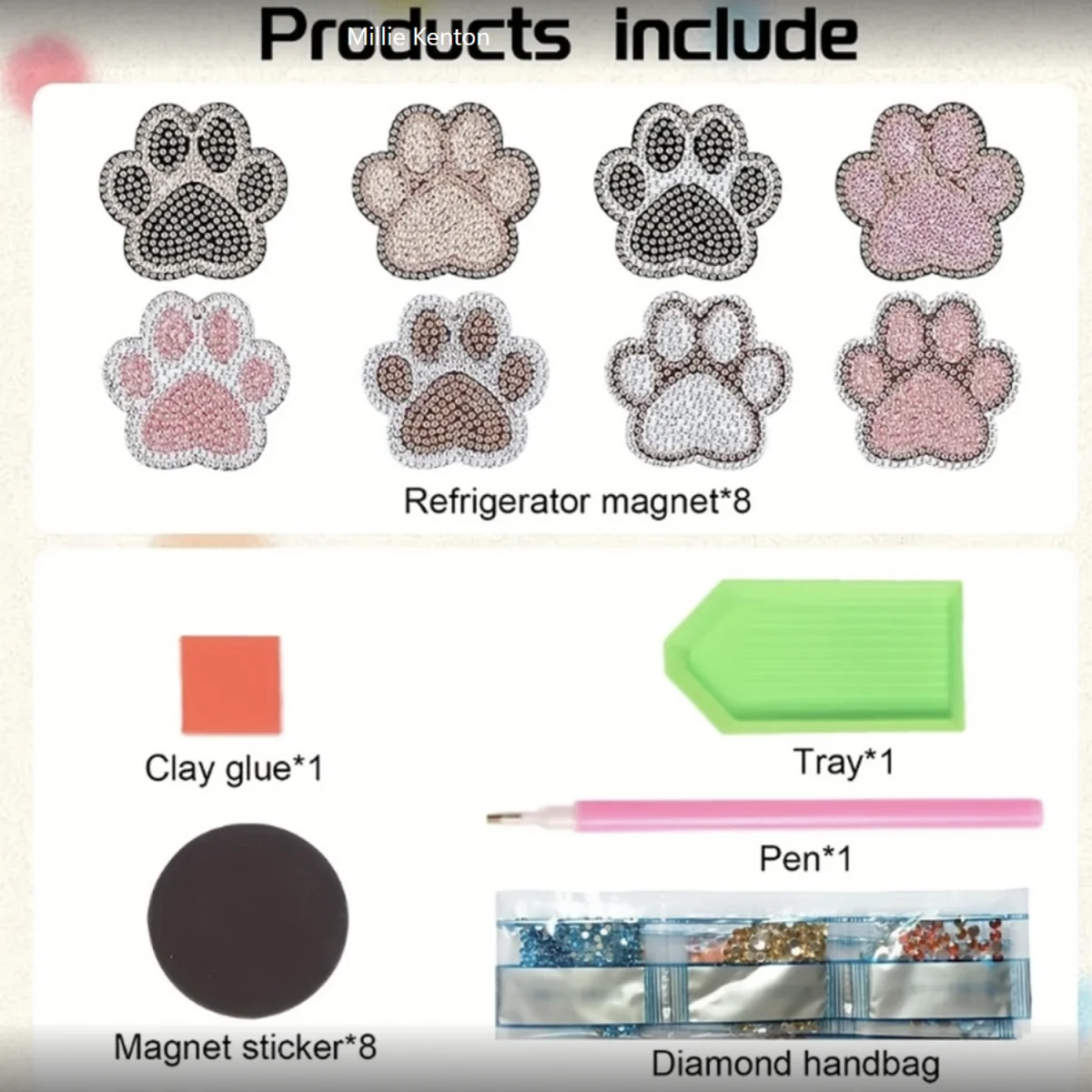 8 Paw Print Diamond Painting Magnets - Multi – image 5