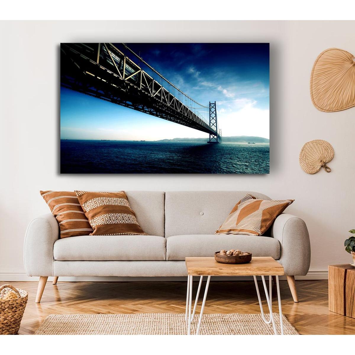 Akashi Kaikyo Bridge Japan Canvas Print Wall Art - Yellow / 35.56cm – image 4