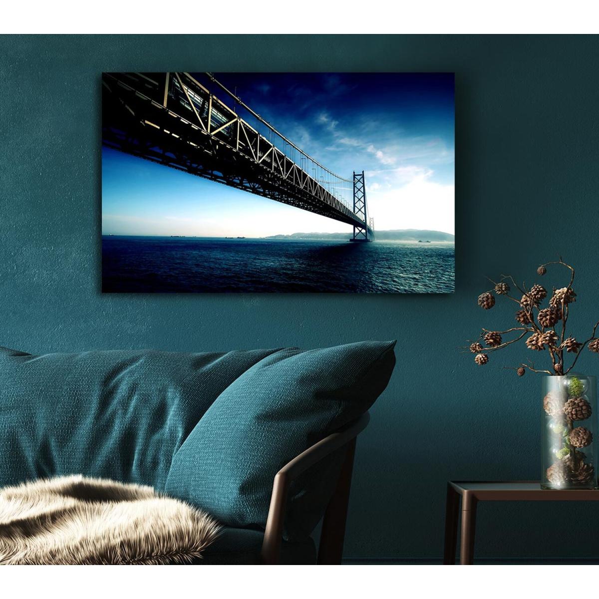Akashi Kaikyo Bridge Japan Canvas Print Wall Art - Yellow / 35.56cm – image 5