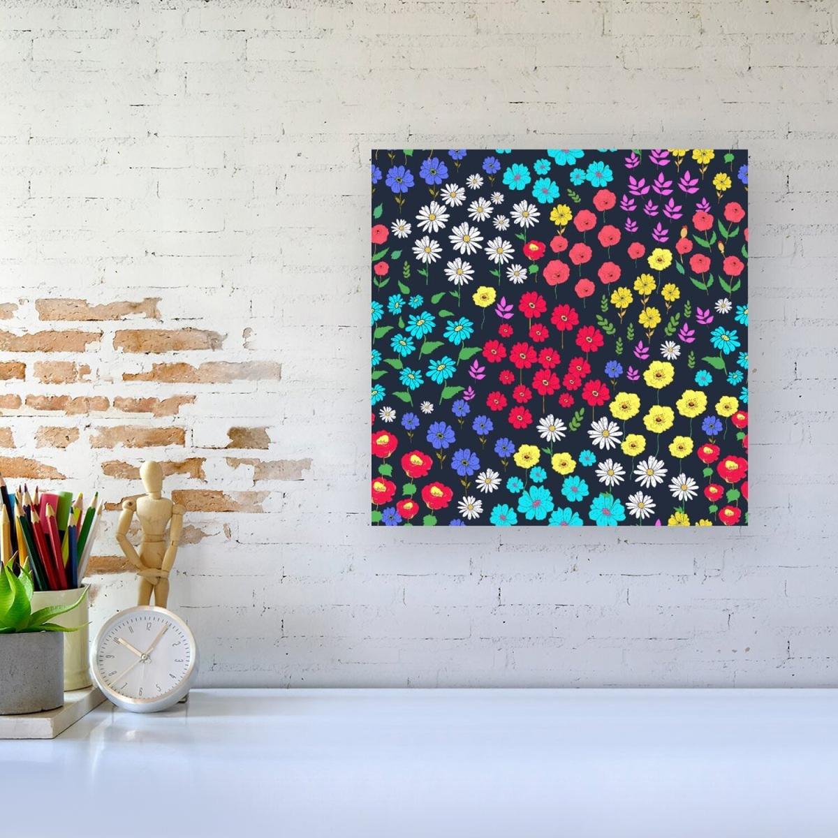 Multicoloured Flower Pattern Canvas Print - Red / Small – image 2