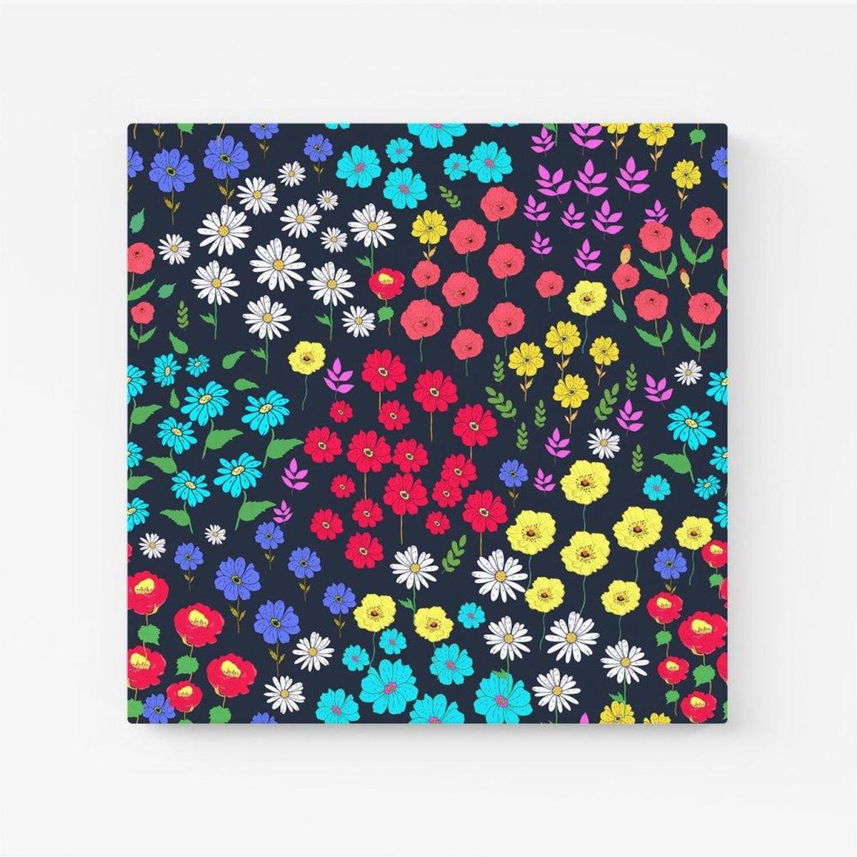 Multicoloured Flower Pattern Canvas Print - Red / Small – image 1