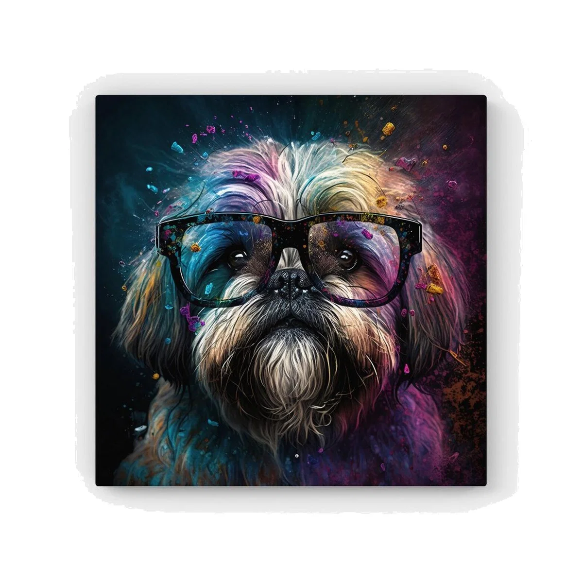 Lharsa Apso Dog Face Splashart HD Metal Print - Neutral / 40cm