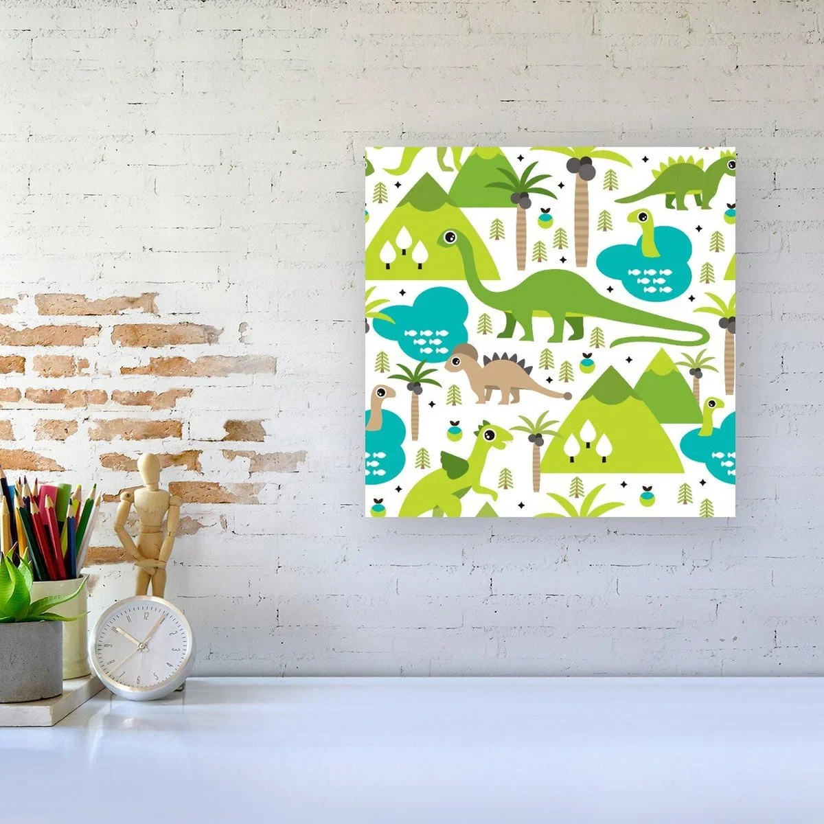 Baby Dinosaur Print Canvas Print - Green / Medium – image 3