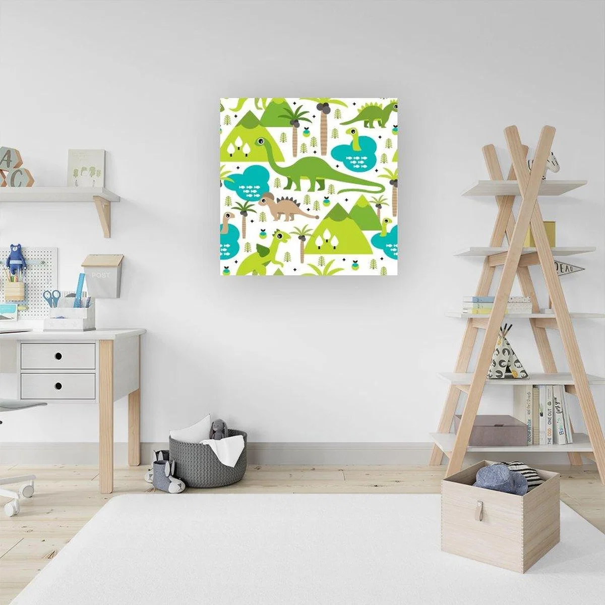Baby Dinosaur Print Canvas Print - Green / Medium – image 1