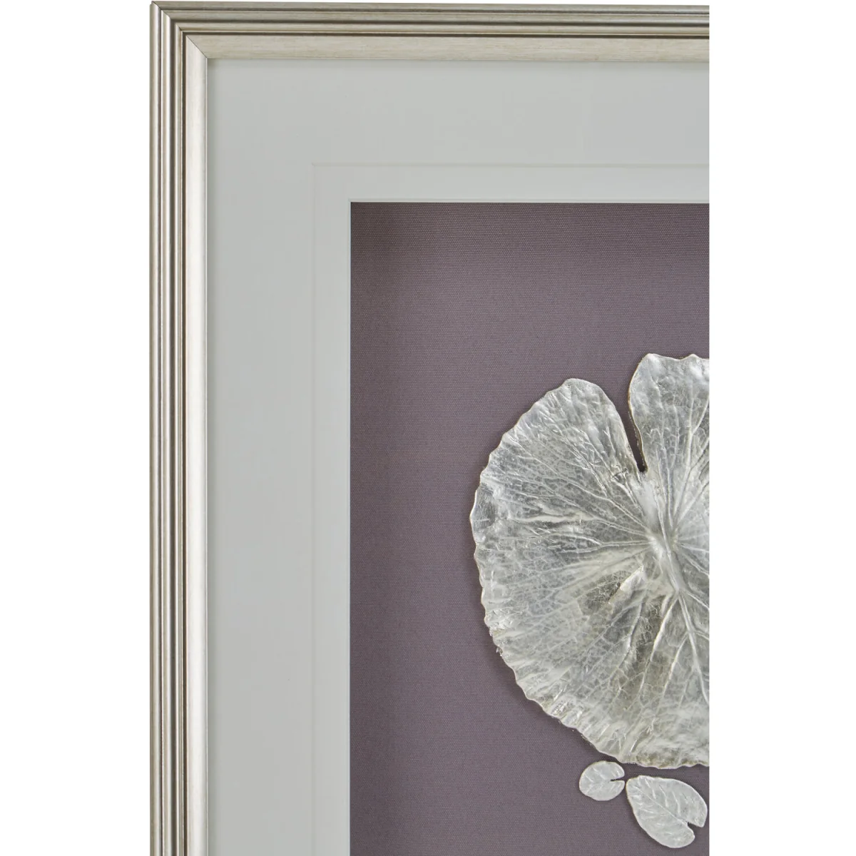 Nason Silver Leaf Design Wall Art with Wooden Frame - Silver – image 4