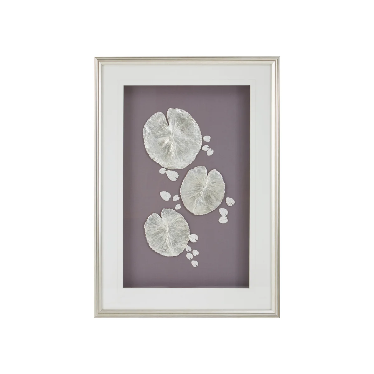 Nason Silver Leaf Design Wall Art with Wooden Frame - Silver – image 1