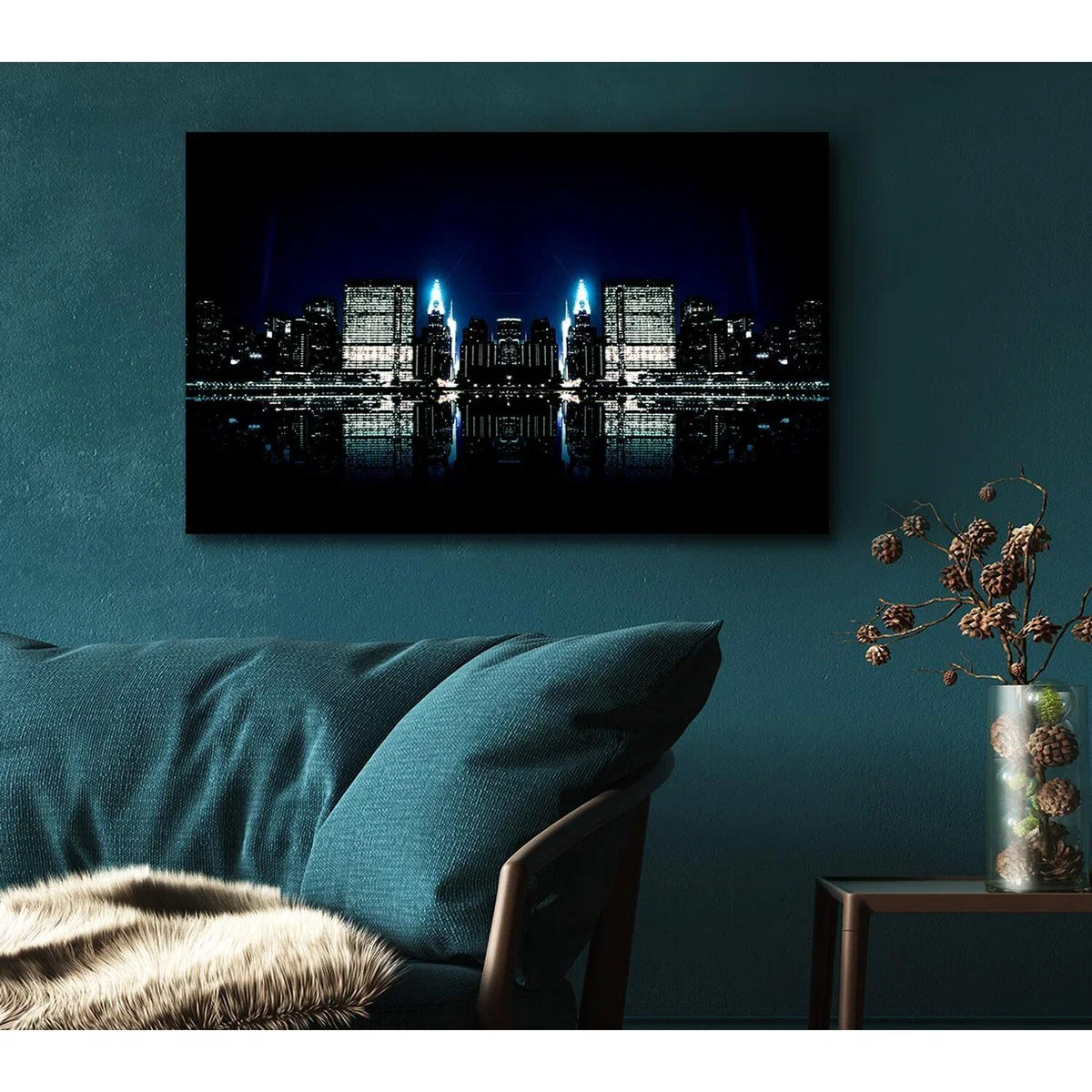 City Night Reflections Canvas Print Wall Art - Yellow / 50.8cm – image 5