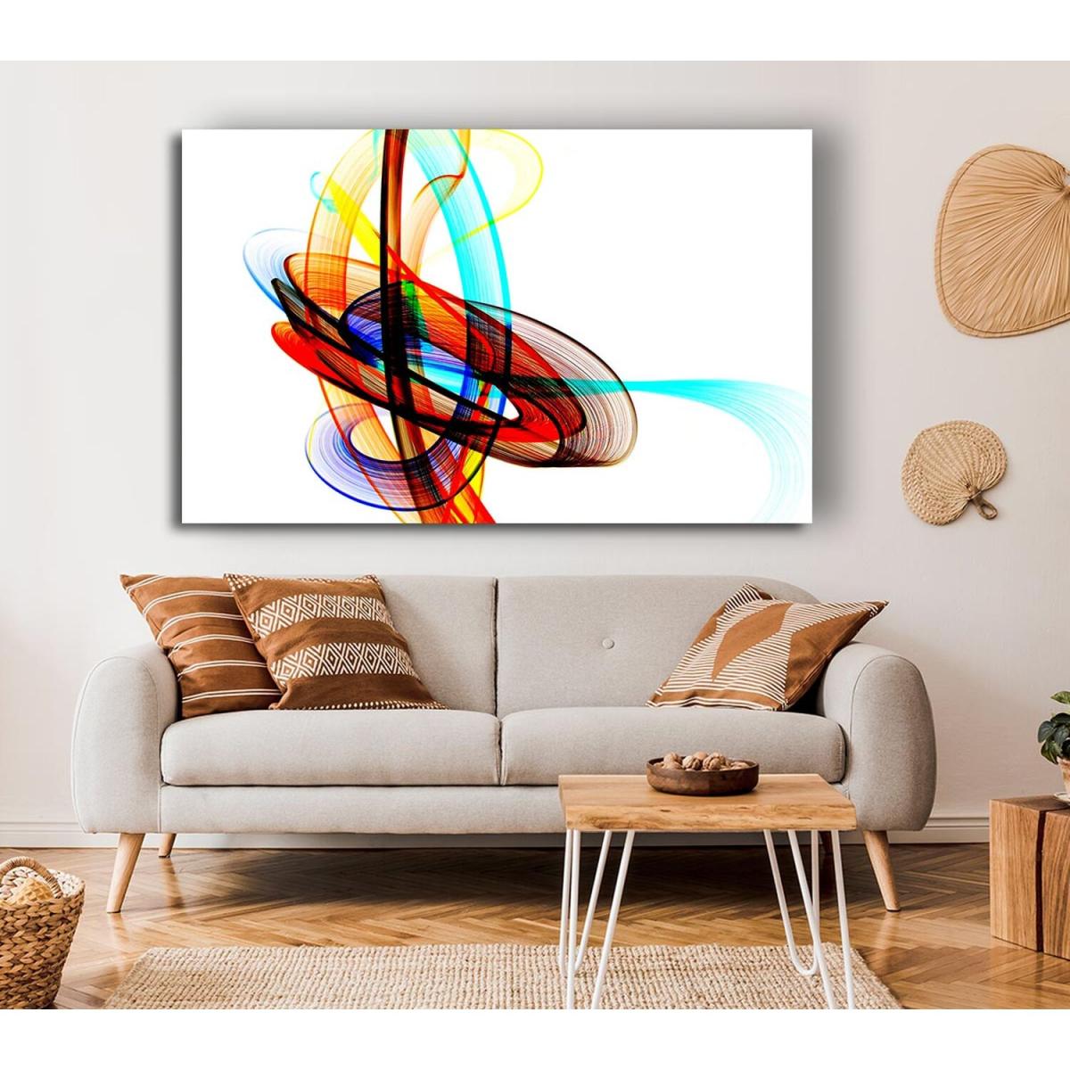 Helter Skelter Rainbow White Canvas Print Wall Art - Yellow / 66.04cm – image 3