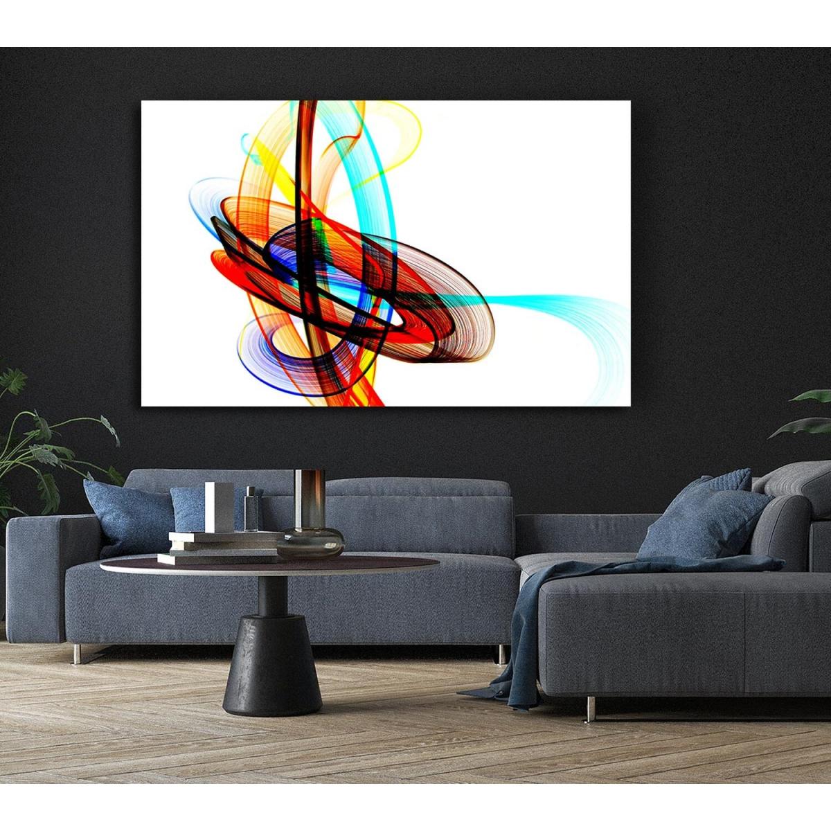 Helter Skelter Rainbow White Canvas Print Wall Art - Yellow / 66.04cm – image 5