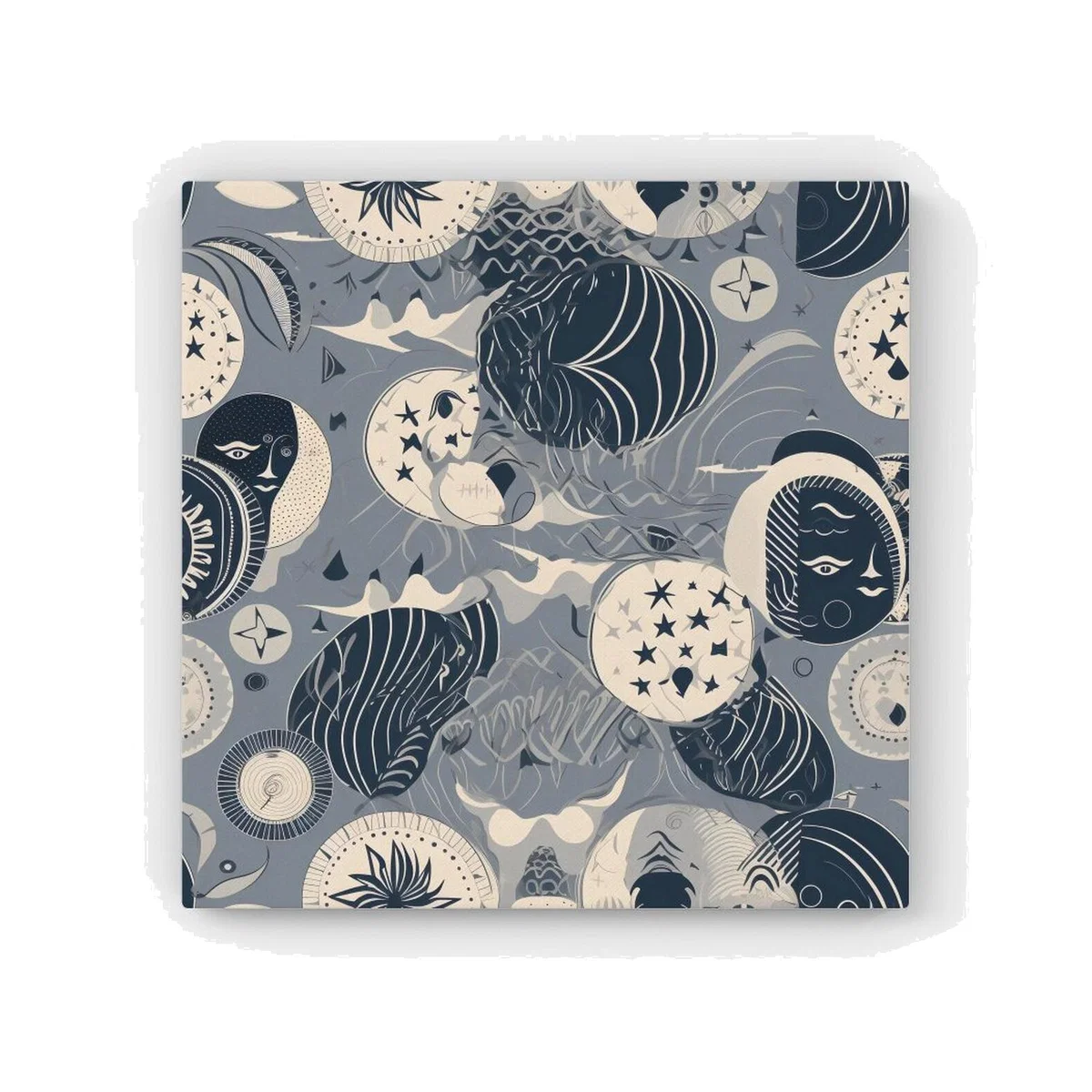 Abstract Moon and Stars Canvas Print - Grey / 101.6cm