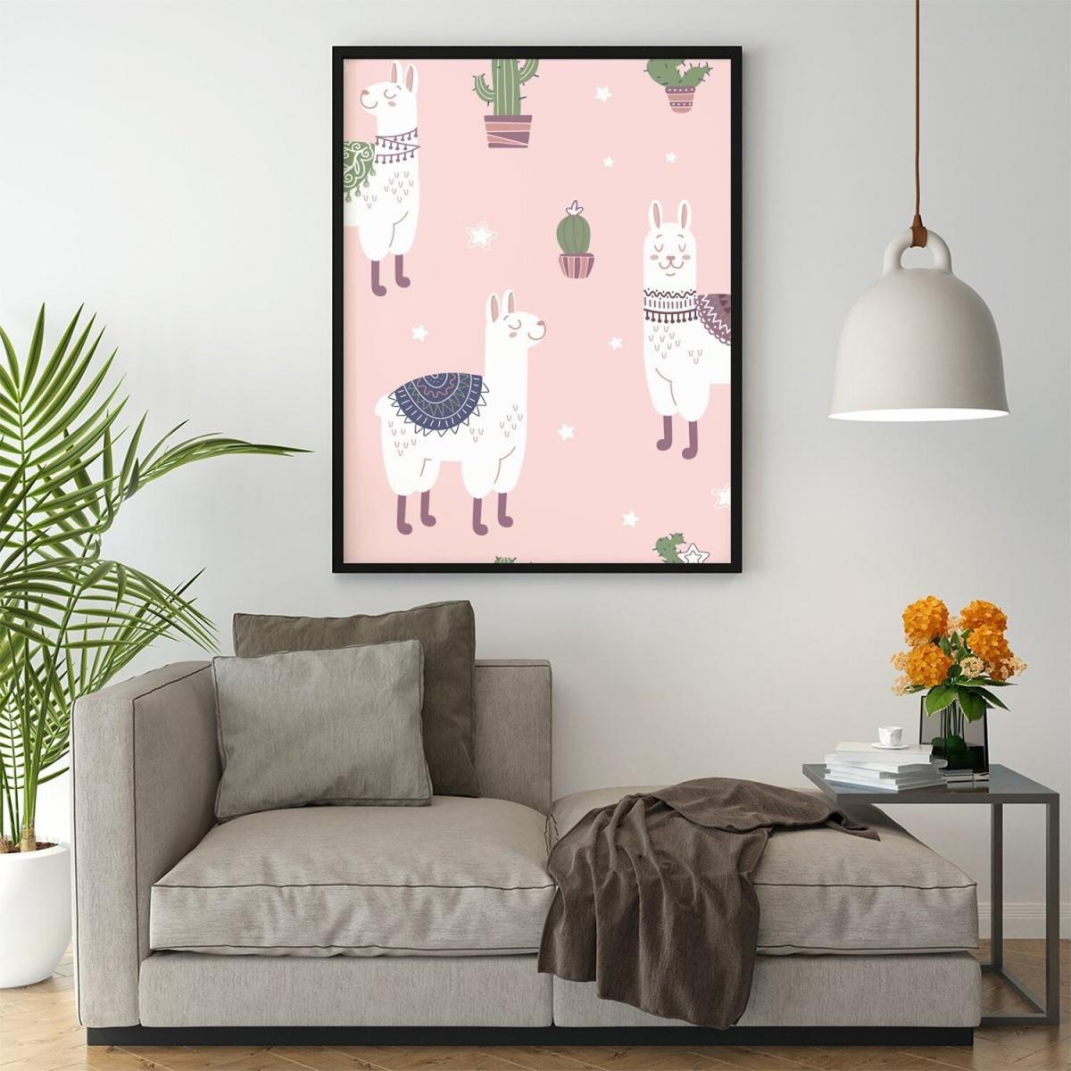 Happy Lama Art Print - Pink / 29.7cm – image 2