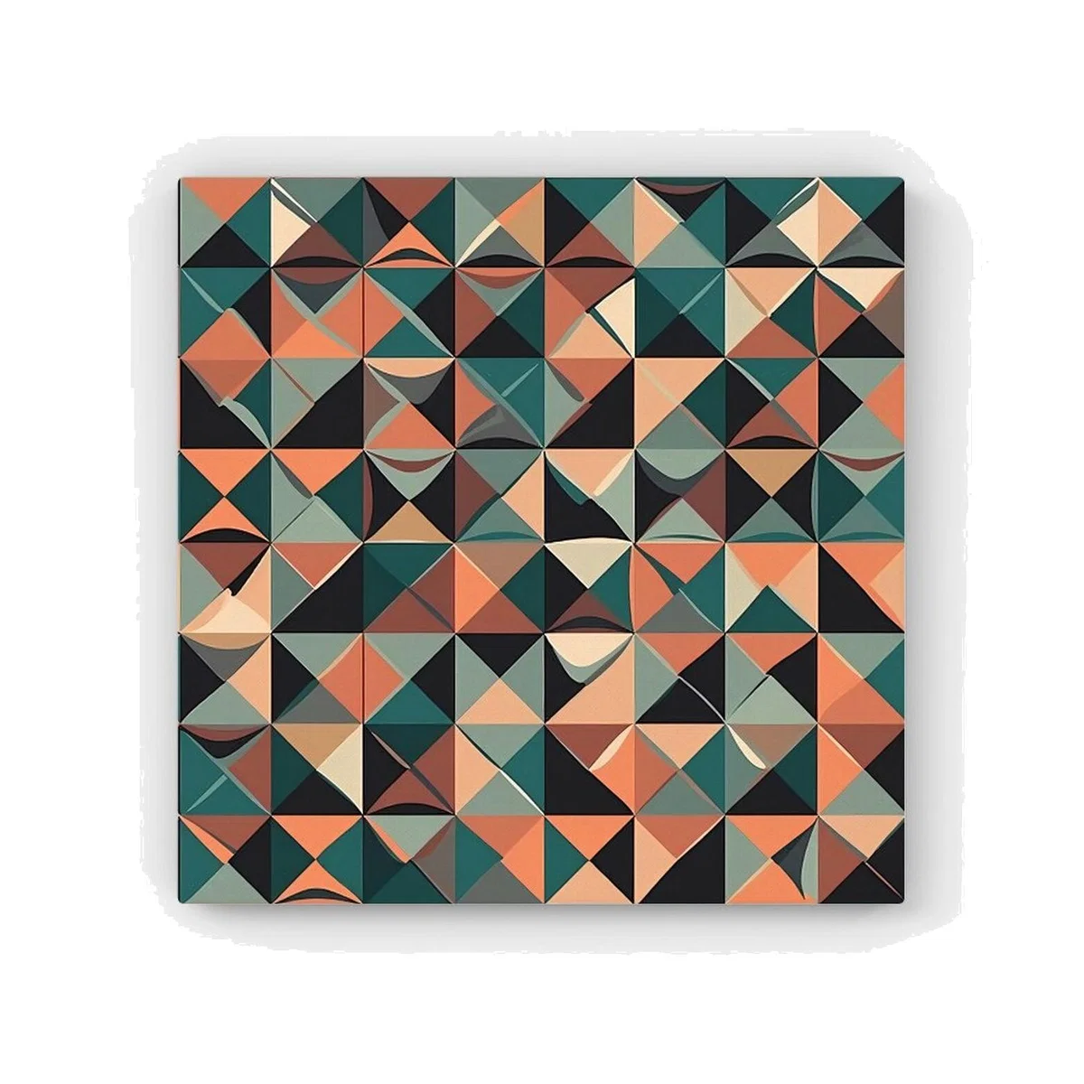 Geometric Print Pattern HD Metal Print - Green / 30cm