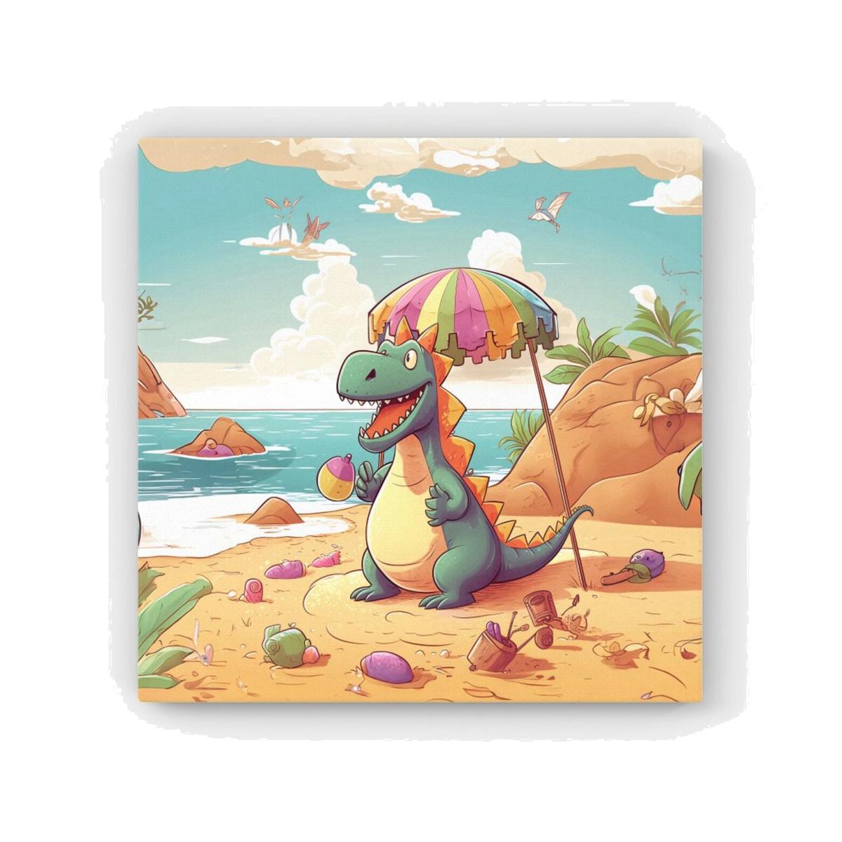Dragon On A Beach Holiday HD Metal Print - Yellow / 30cm