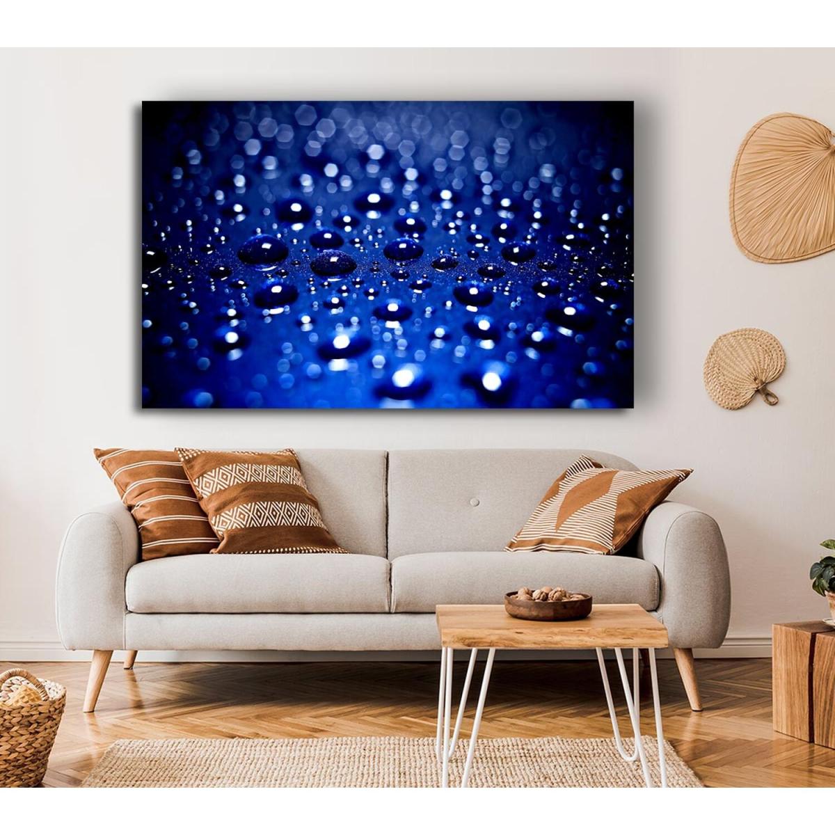 Drops On Blue Canvas Print Wall Art - Yellow / 50.8cm – image 4