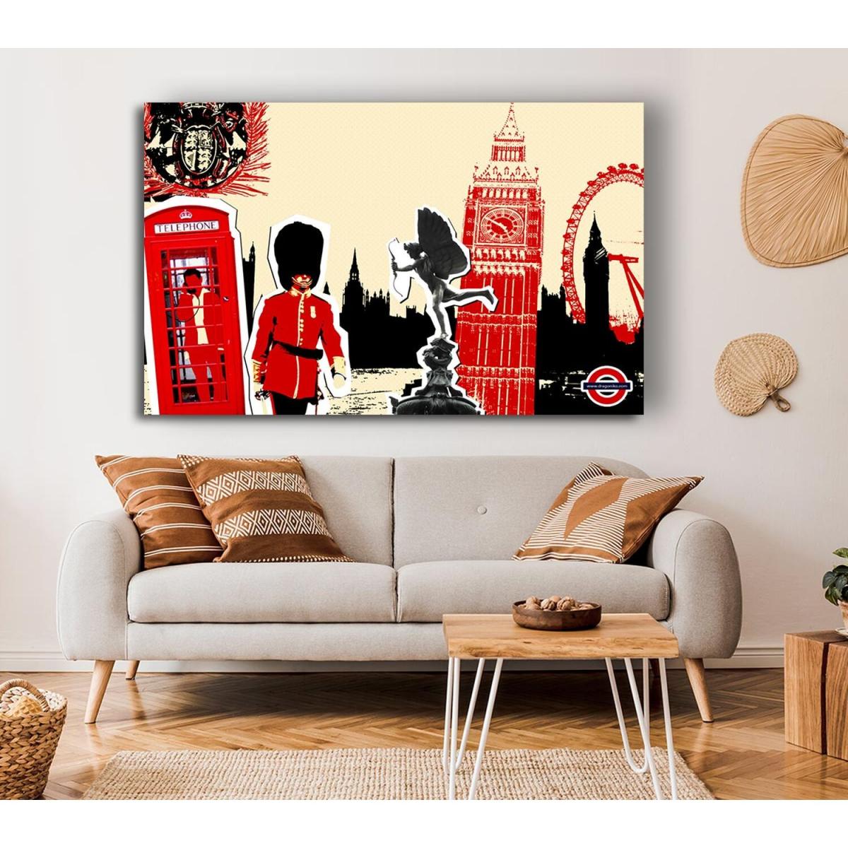 London Collage Canvas Print Wall Art - Yellow / 66.04cm – image 4