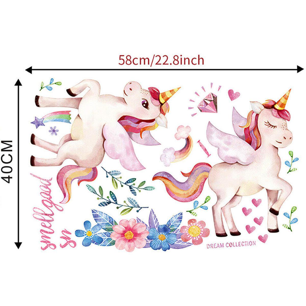 Unicorn Cartoon Wall Sticker Kids Room  - White – image 2