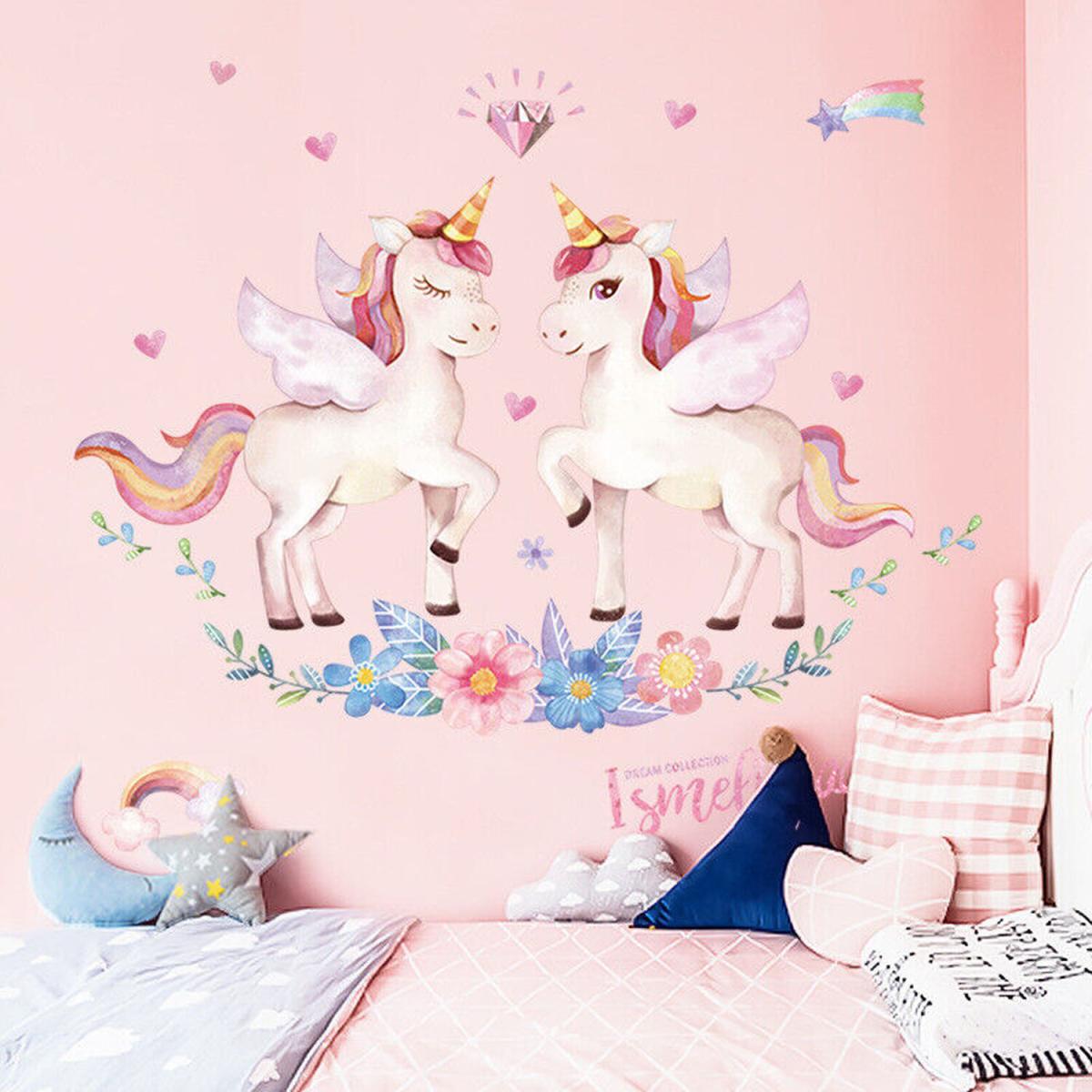 Unicorn Cartoon Wall Sticker Kids Room  - White – image 3
